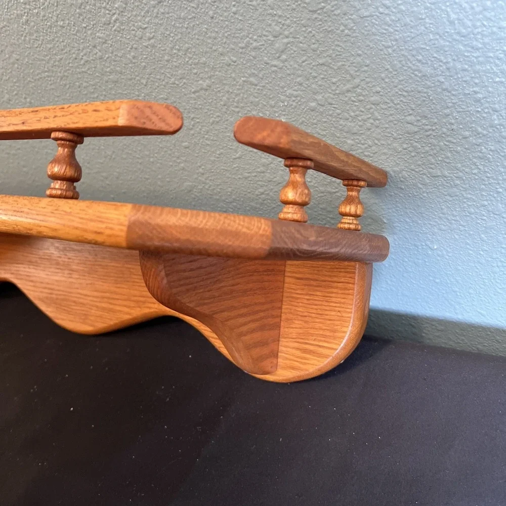 VTG Solid Oak Wood Display Wall Shelf  Hanging Spindle Railing  Farmhouse 24x8x6